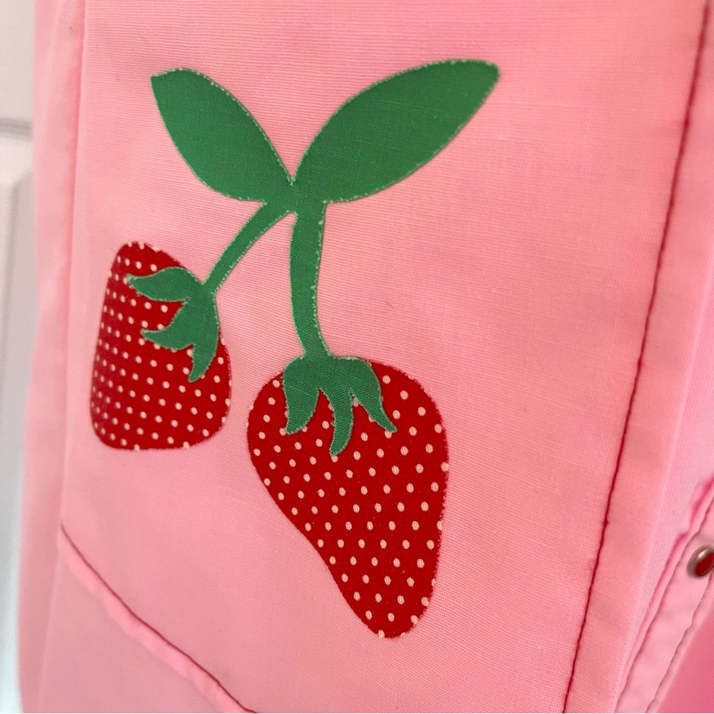 Vintage Danielle Pink Strawberry Patch Sleeveless Mod Vintage House Dress Robe - Picture 6 of 16